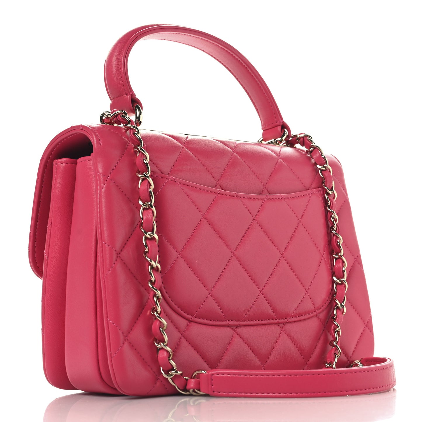Lambskin Quilted Small Trendy CC Flap Dual Handle Bag Dark Pink