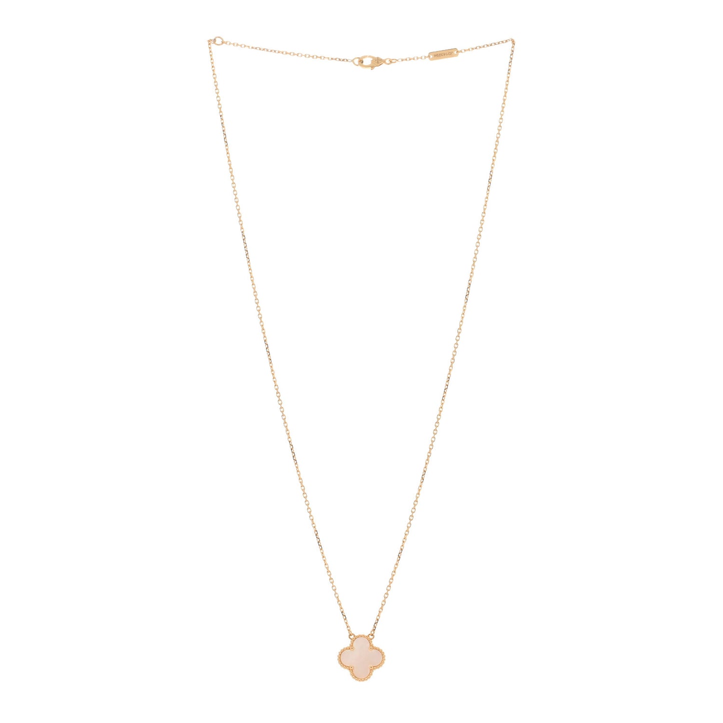 18K Yellow Gold Mother of Pearl Vintage Alhambra Pendant Necklace