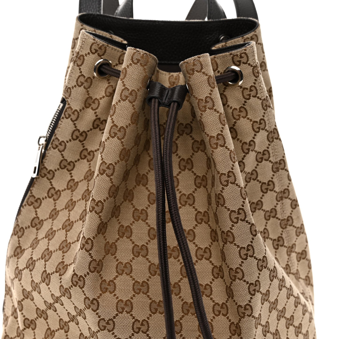 Monogram Dollar Calfskin O Drawstring Backpack Beige Ebony Testa di Moro Dark Chocolate