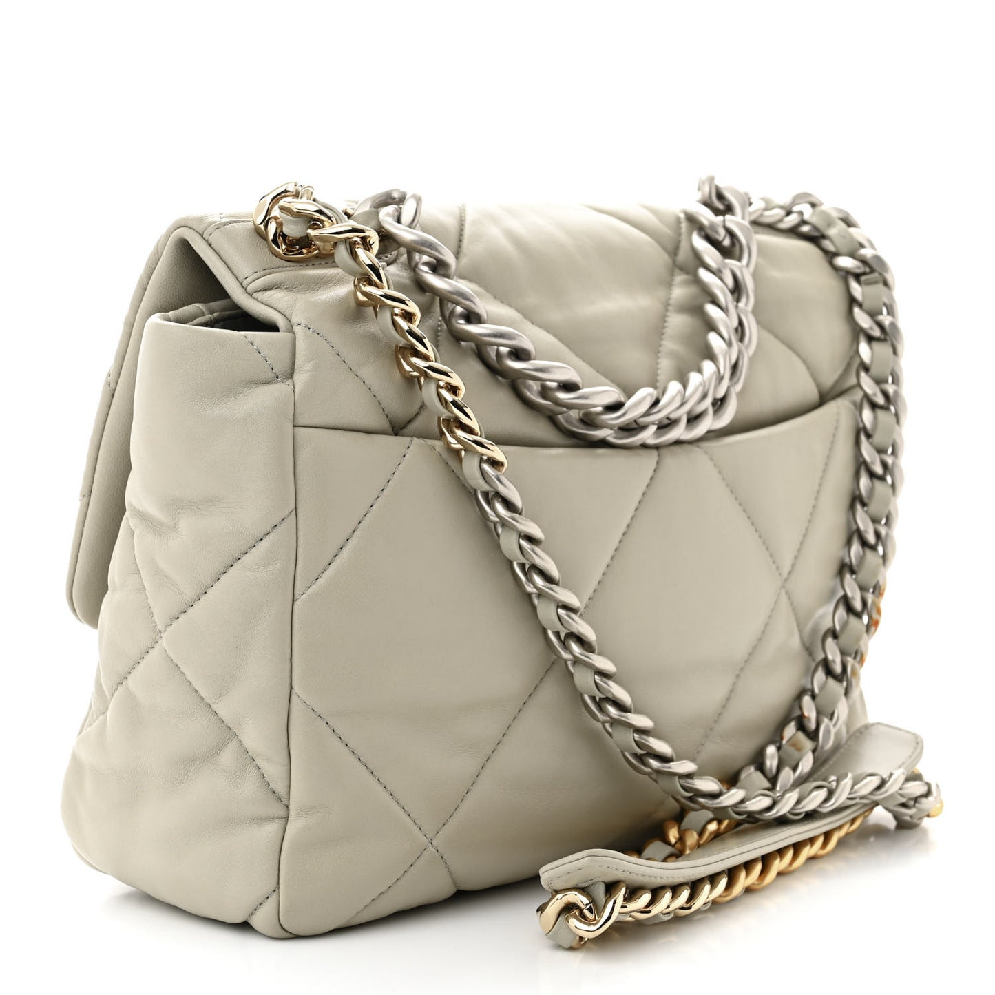 Lambskin Quilted Large Chanel 19 Flap Grey
