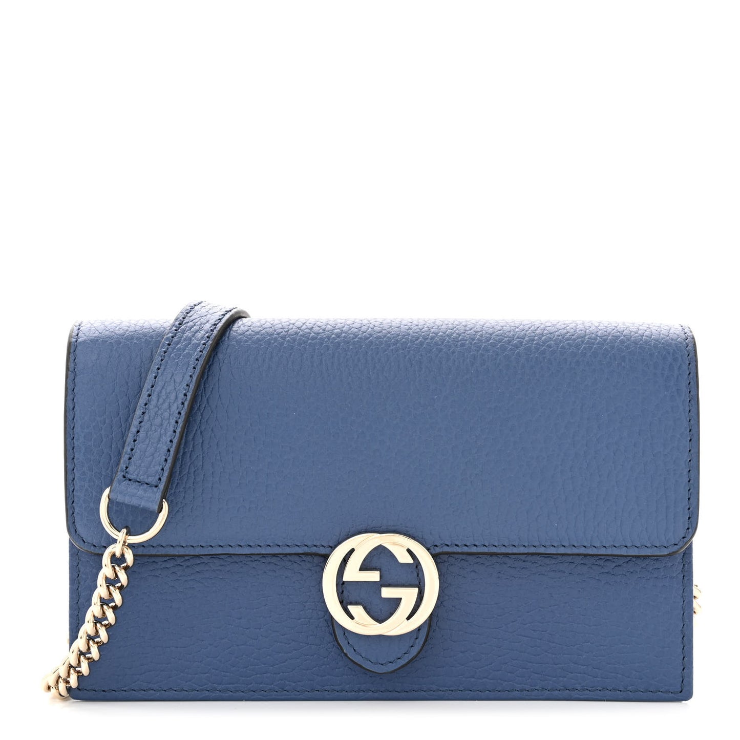 Dollar Calfskin Interlocking G Chain Wallet Caspian