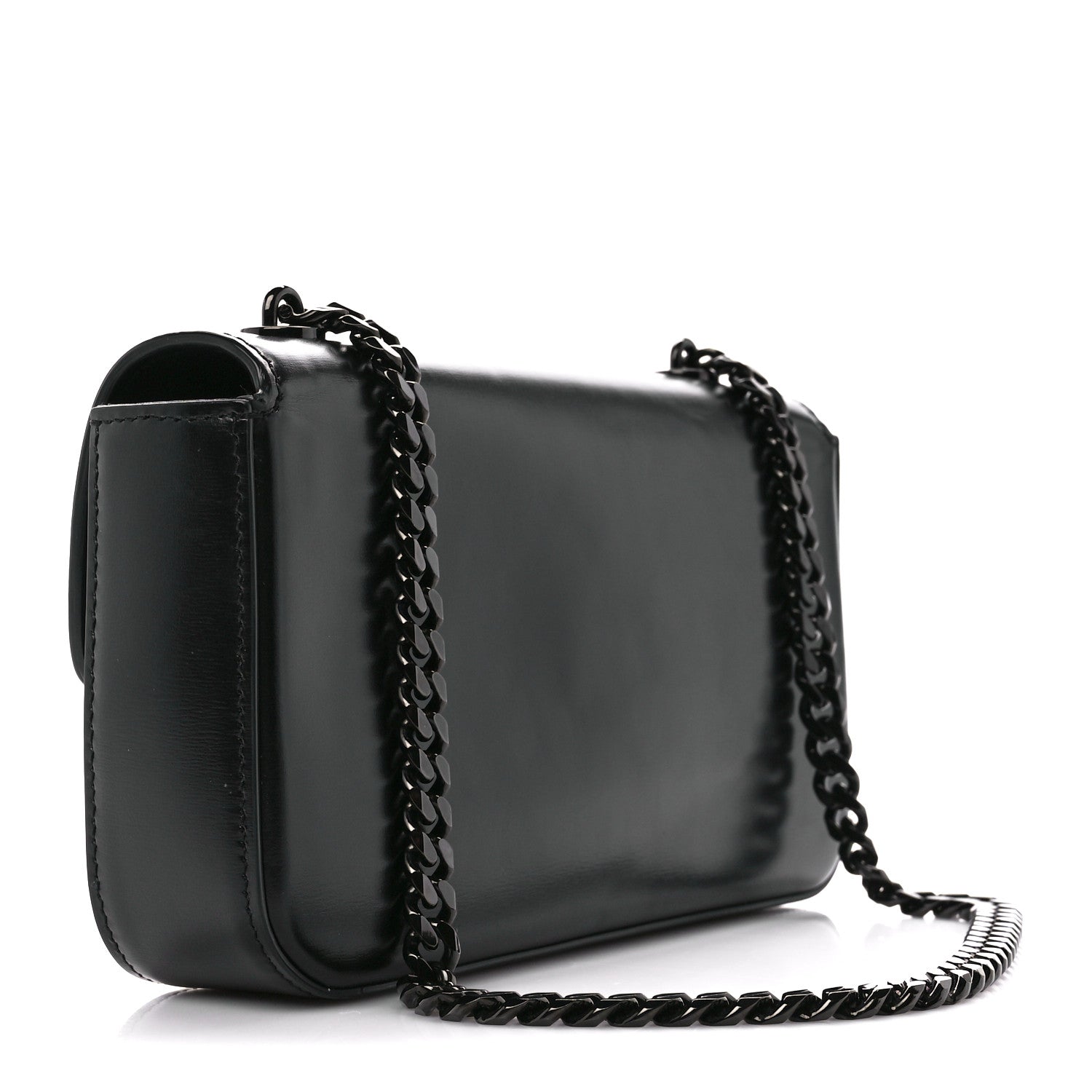 Celine Shiny Calfskin Cuir Triomphe Chain Shoulder Bag Black 3 of 11