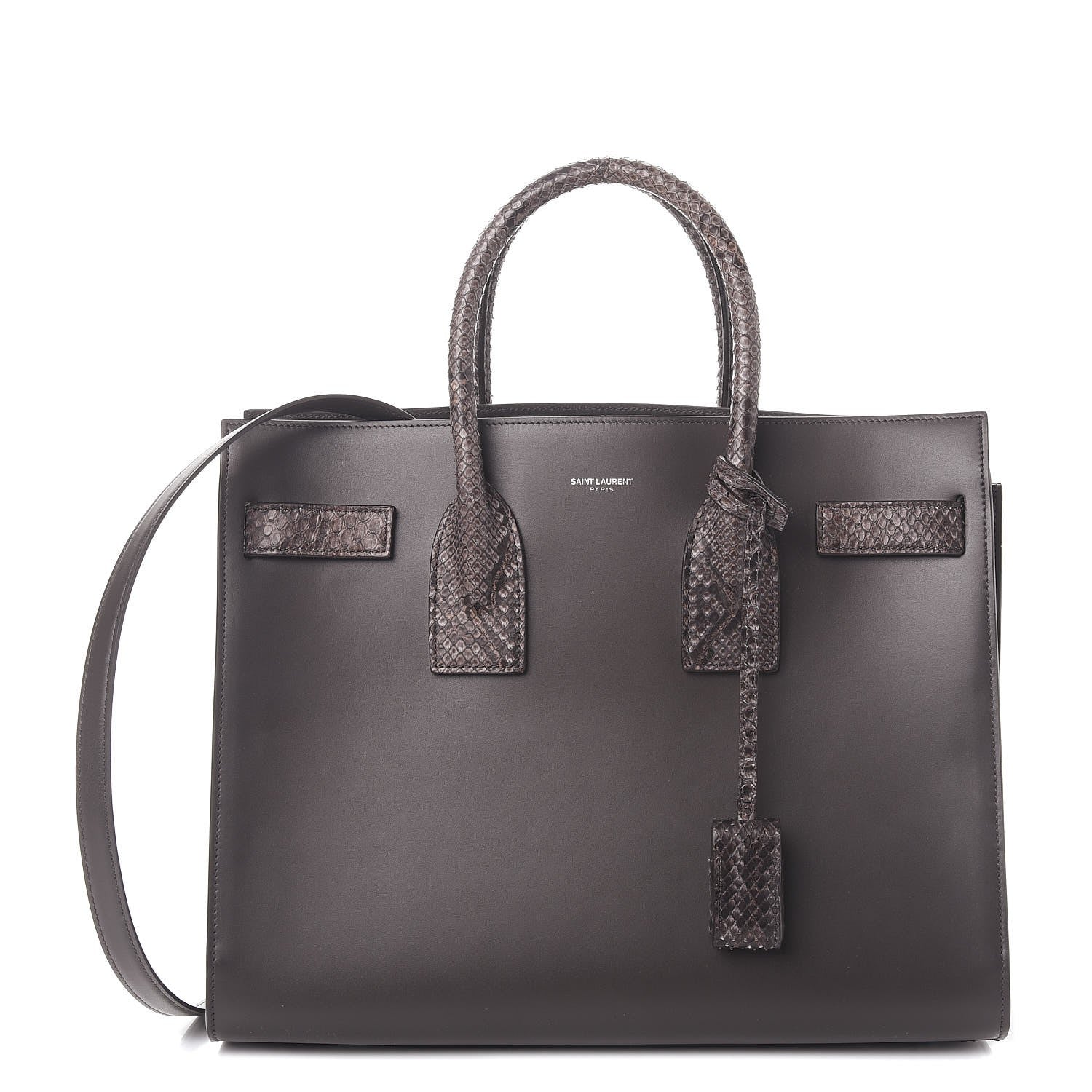 Saint Laurent Calfskin Python Small Sac De Jour Coal 1 of 10