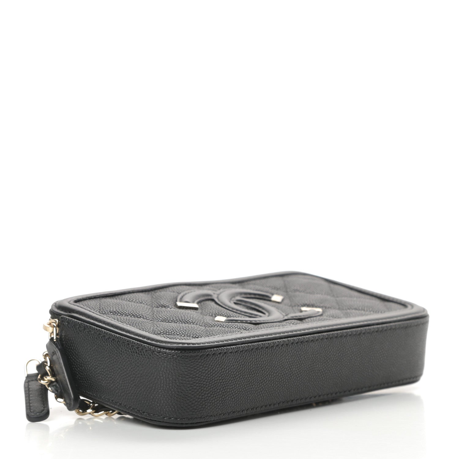 Chanel Caviar Quilted CC Filigree Clutch With Chain Black 4 of 13