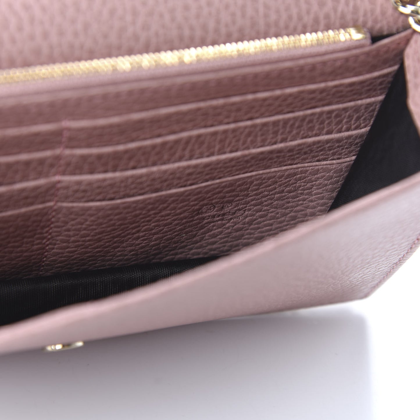 Dollar Calfskin Interlocking G Chain Wallet Soft Pink
