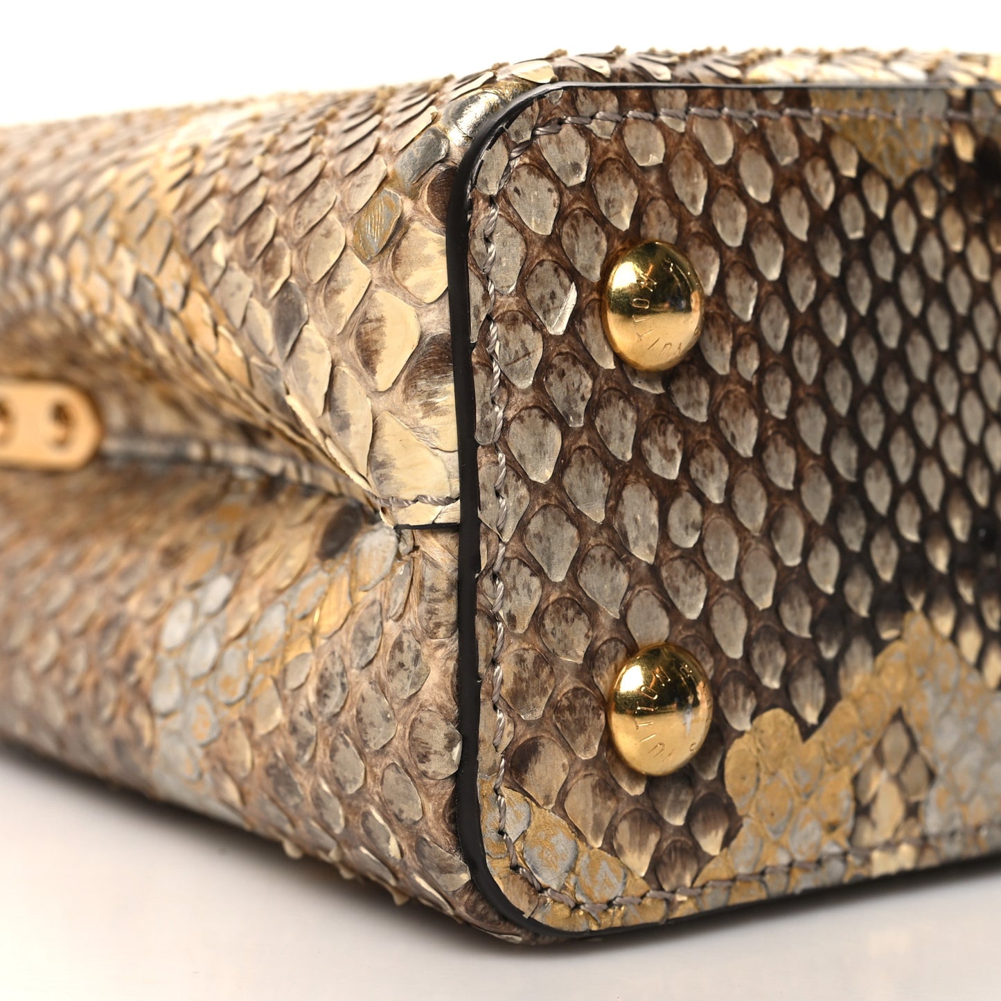 Metallic Python Capucines Mini Gold Silver