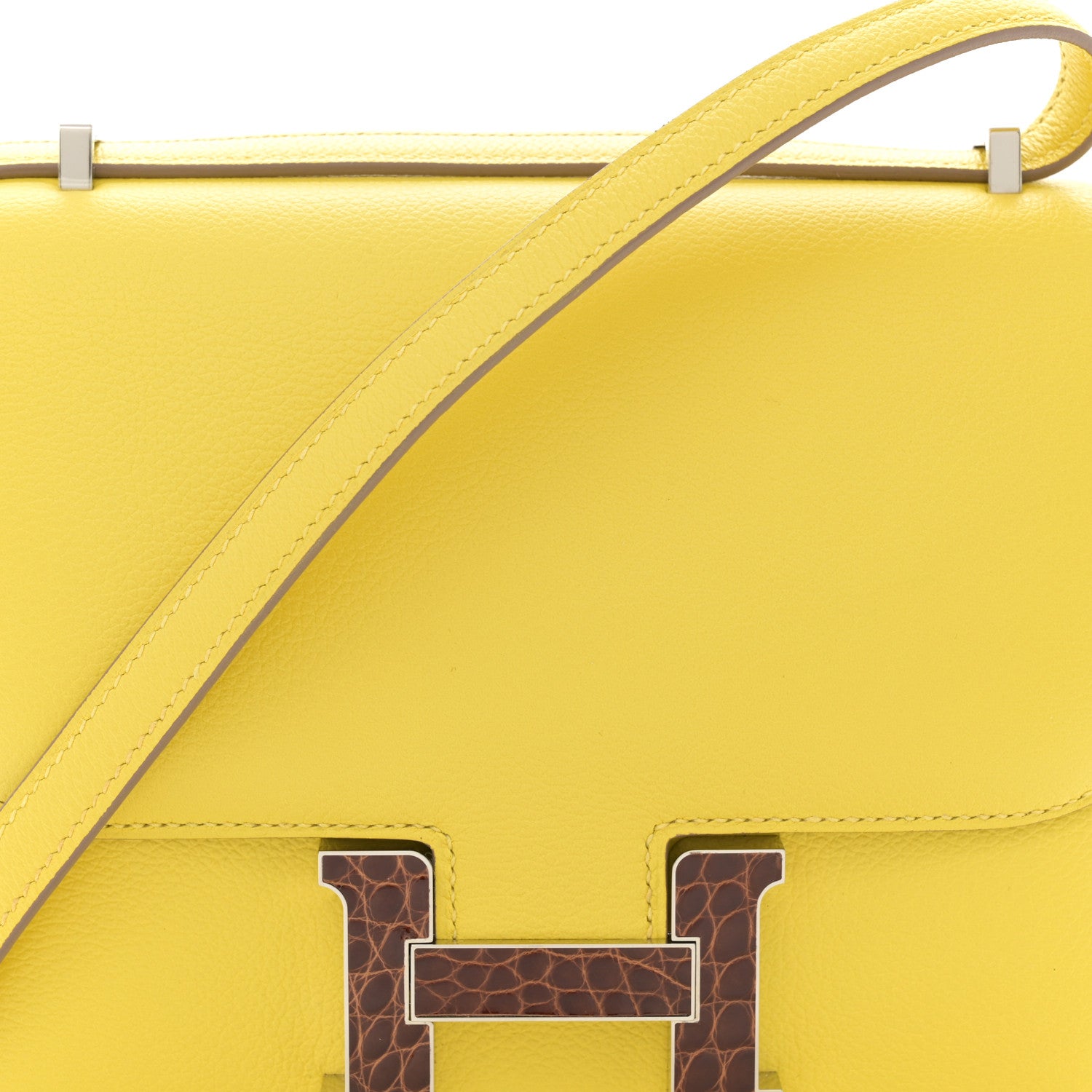 Hermes Evercolor Shiny Alligator Constance 18 Lime Miel 8 of 11