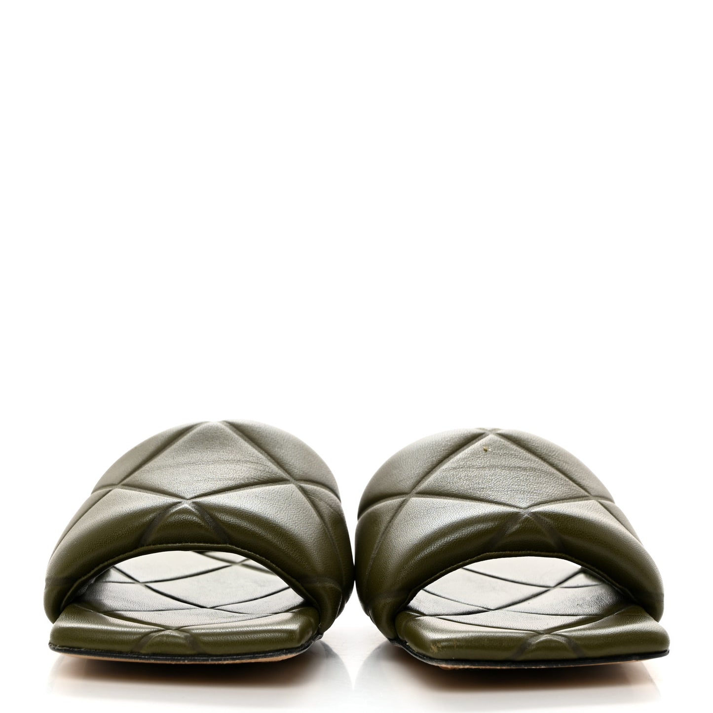 Nappa Quilted Rubber Lido Flat Sandals 36.5 Khaki