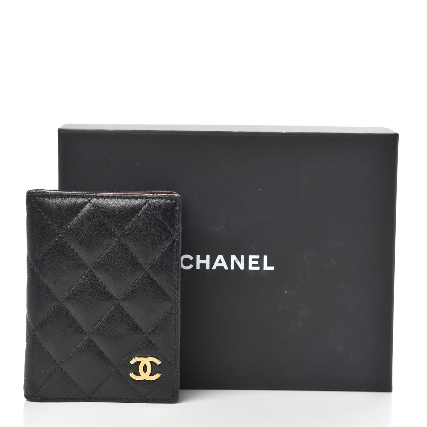 Lambskin Quilted Card Holder Wallet Black