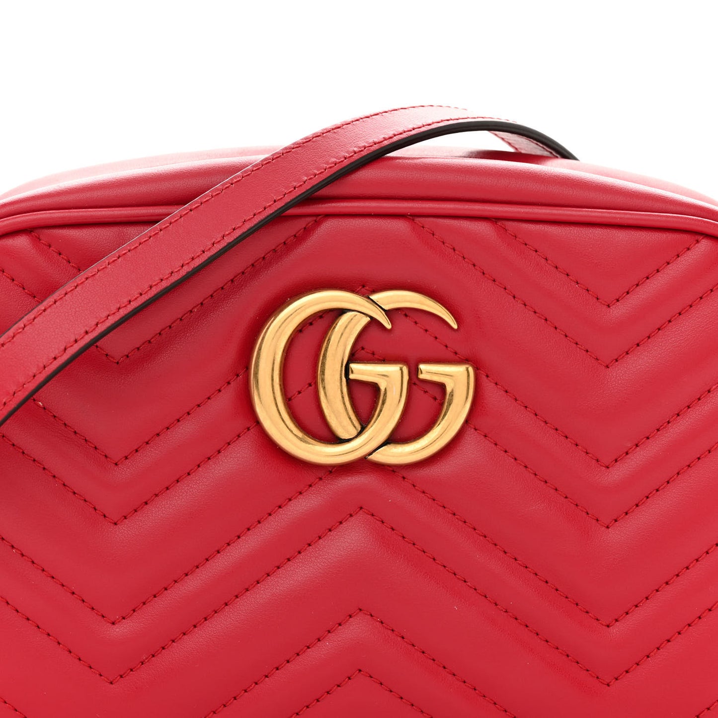 Calfskin Matelasse Small GG Marmont Chain Shoulder Bag Hibiscus Red