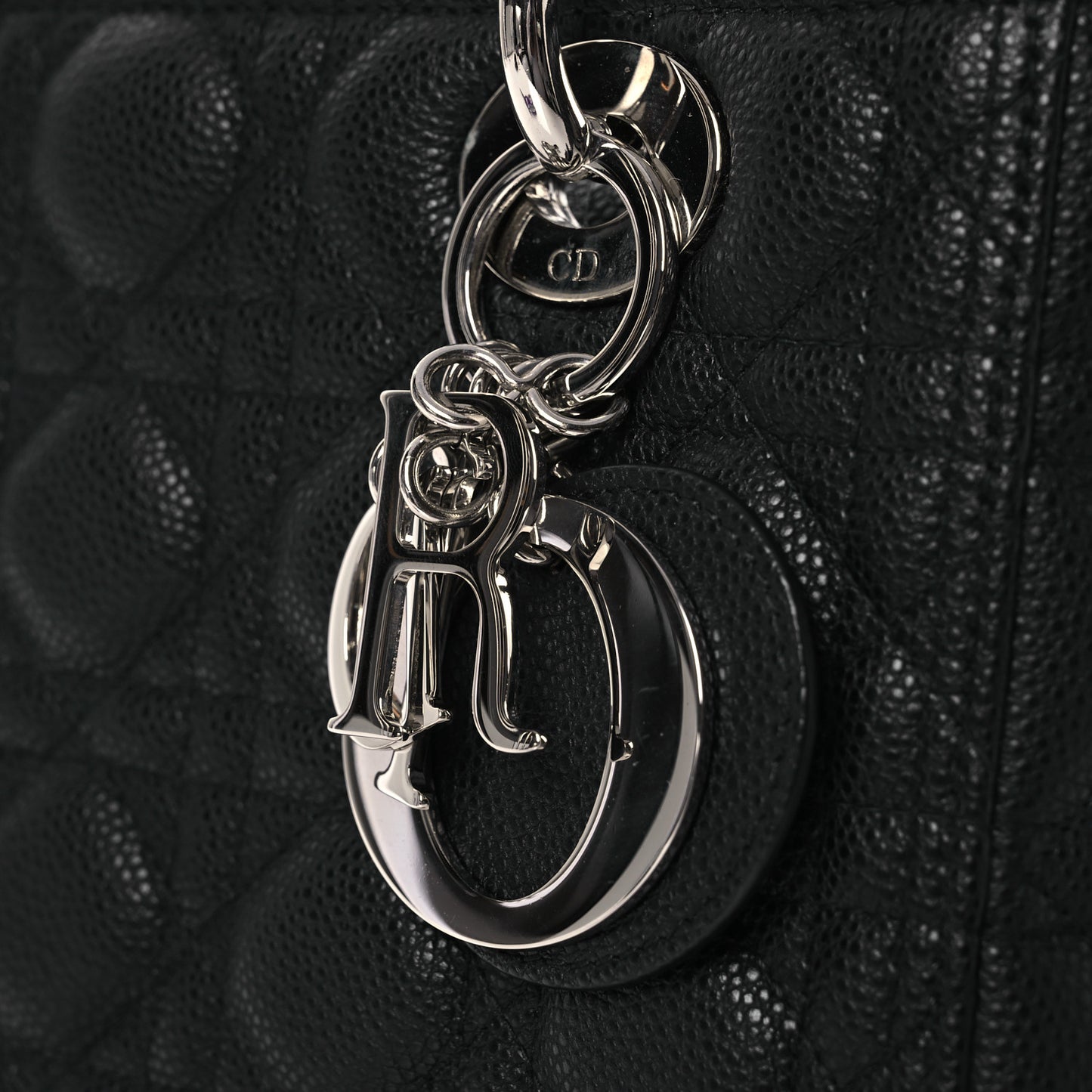 Grained Calfskin Cannage Medium Lady Dior Black