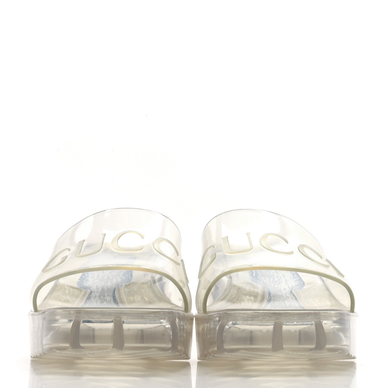 Gucci Rubber Gucci Logo Womens Platform 20/60mm Slide Sandals 40 Transparent 2 of 6