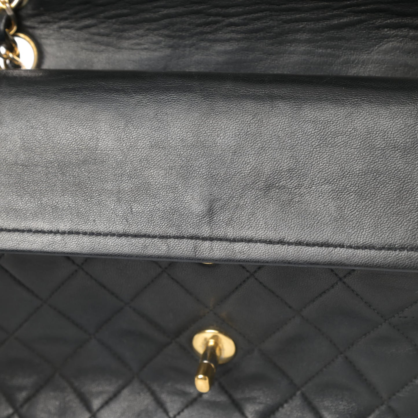 Lambskin Quilted Medium Double Flap Black