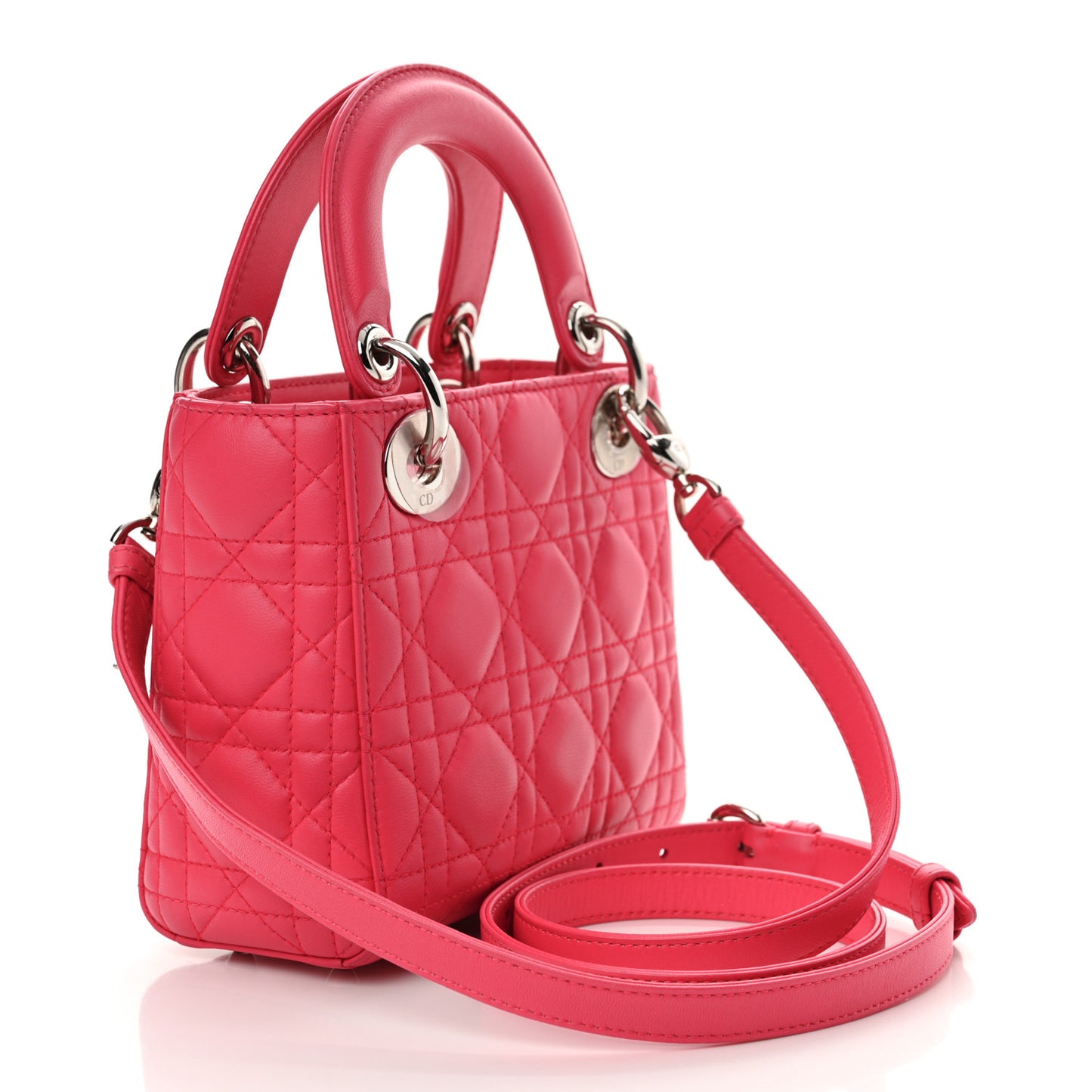 Lambskin Cannage Mini Lady Dior Hot Pink