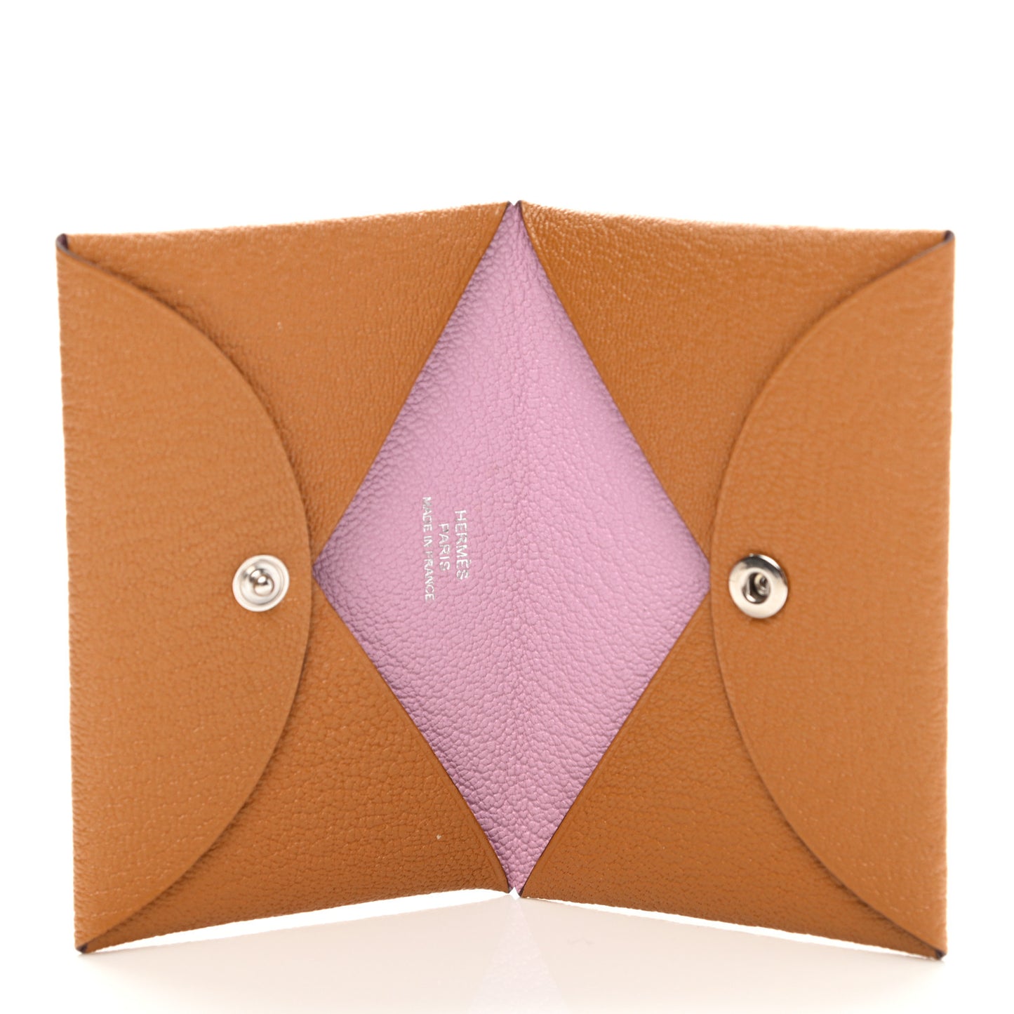 Chevre Mysore Verso Calvi Card Case Caramel Rose Sakura
