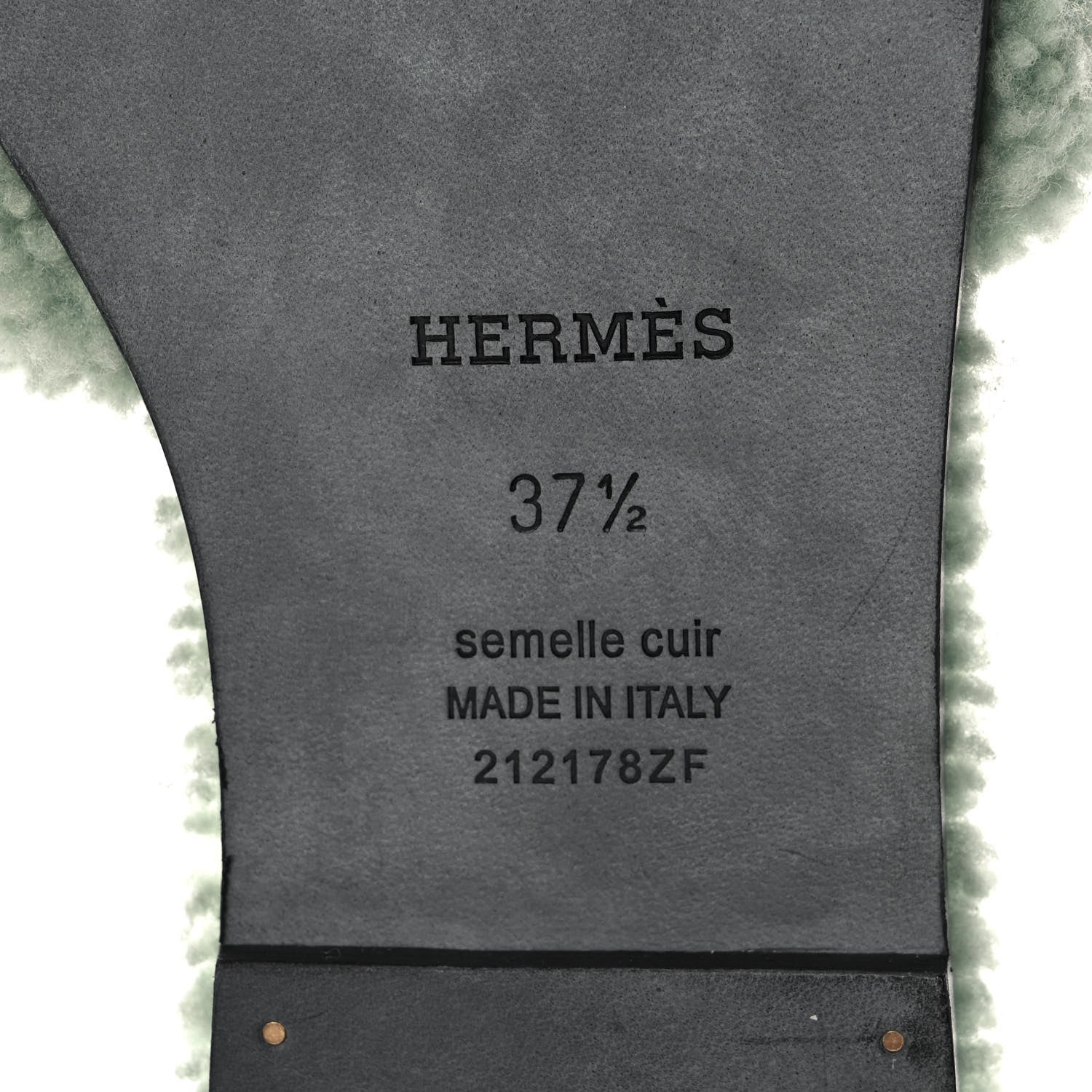 Hermes Woolskin Oran Sandals 37.5 Vert D'Eau 6 of 8