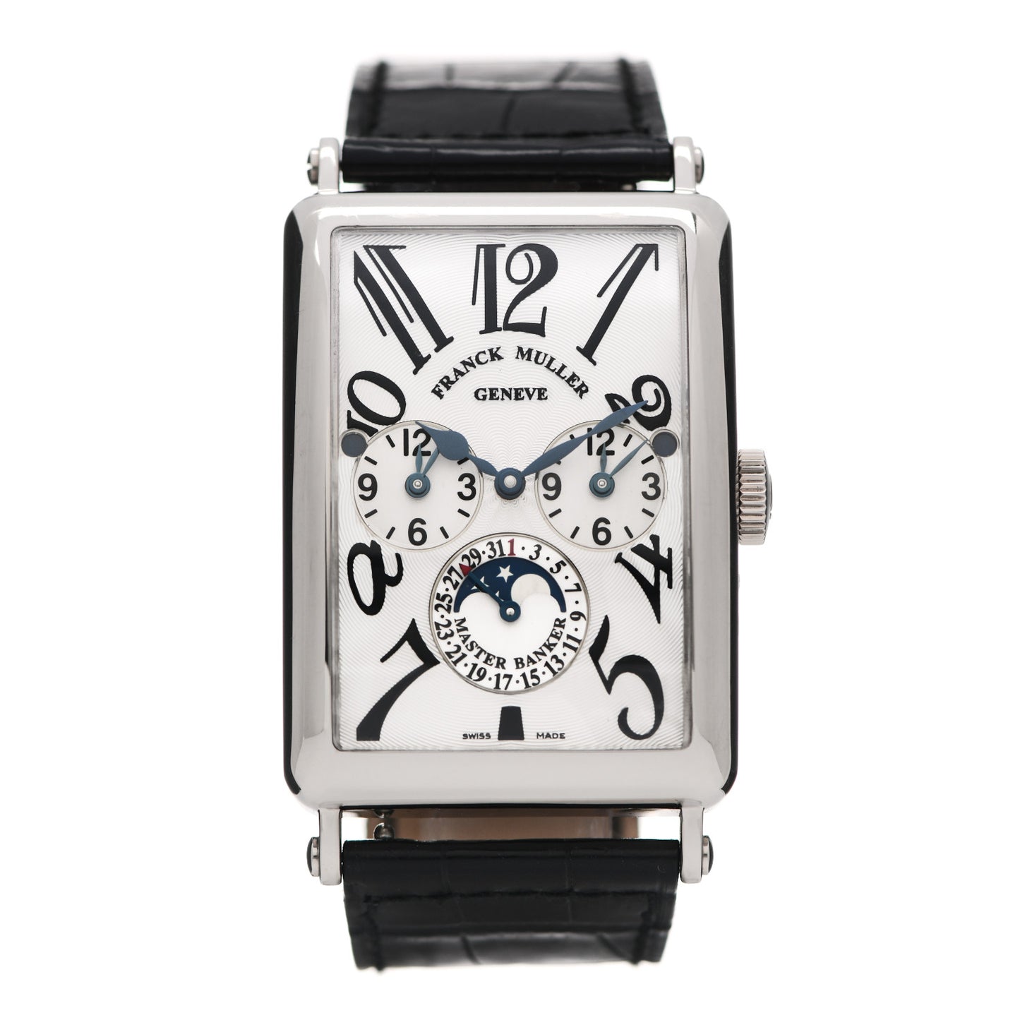 18K White Gold Alligator 39mm Long Island Master Banker Lunar Automatic Watch 1250MBLDT
