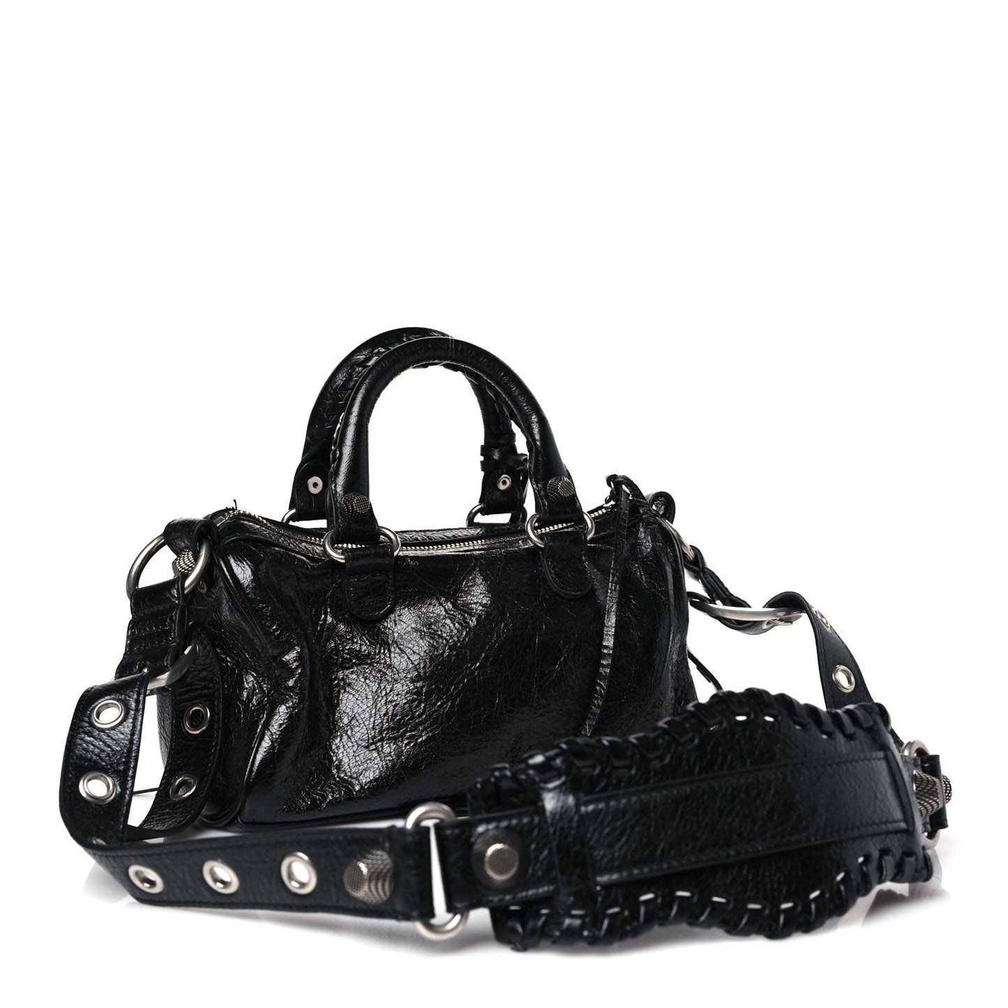 Agneau Arena Mini Le Cagole Duffle Crossbody Bag Black