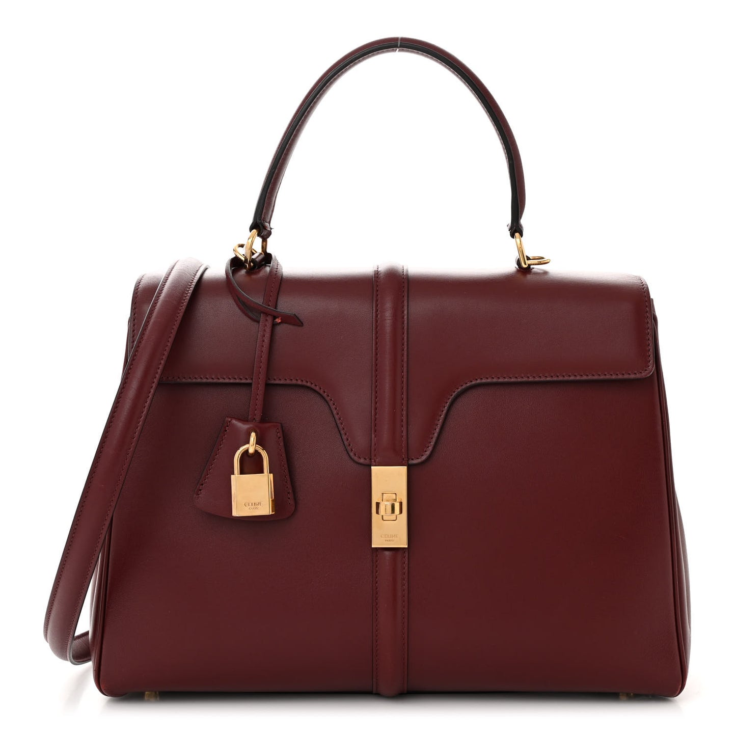 Satinated Calfskin Medium 16 Top Handle Bag Light Burgundy