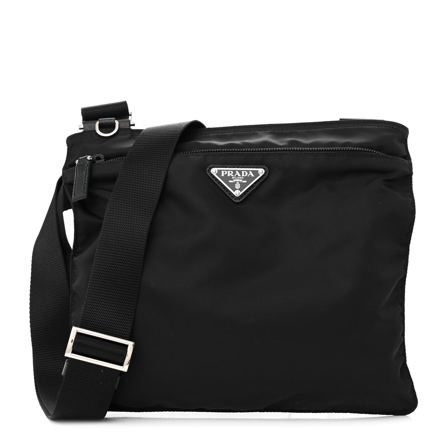 Nylon Vela Flat Messenger Bag Black