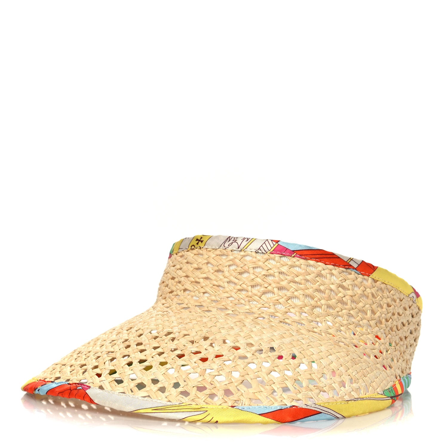 Hermes Panama Straw Woven Silk Astrologie Nouvelle Emilie Visor M Natural Amazone Pop 1 of 7