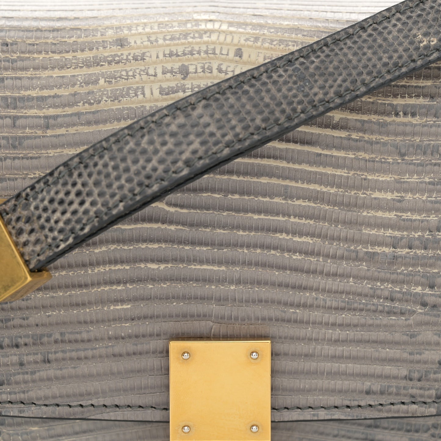 Lizard Small Classic Box Flap Bag Medium Grey
