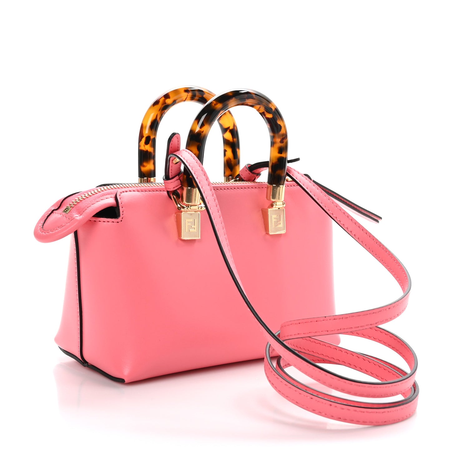 Vitello King Plexiglass Logo Embossed Mini By The Way Top Handle Boston Bag Pink Dalia