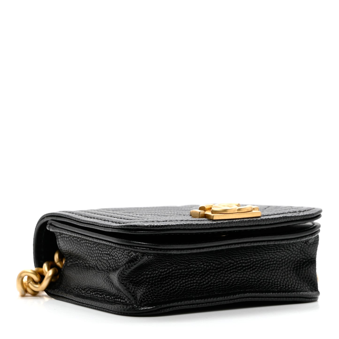 Caviar Chevron Quilted Boy Flap Waist Belt Bag Black