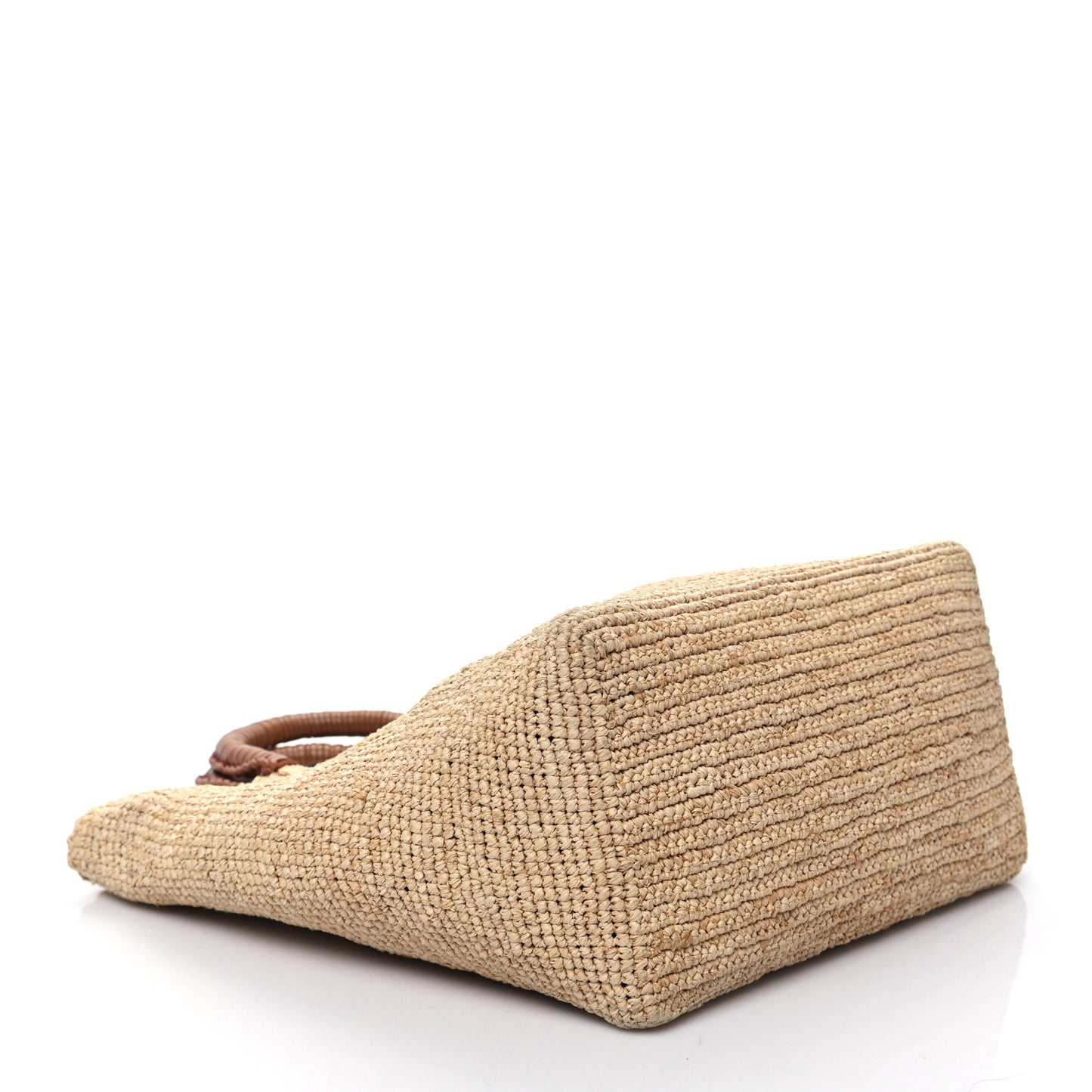 Paglia Vitello Woven Top Handle Tote Naturale Cognac