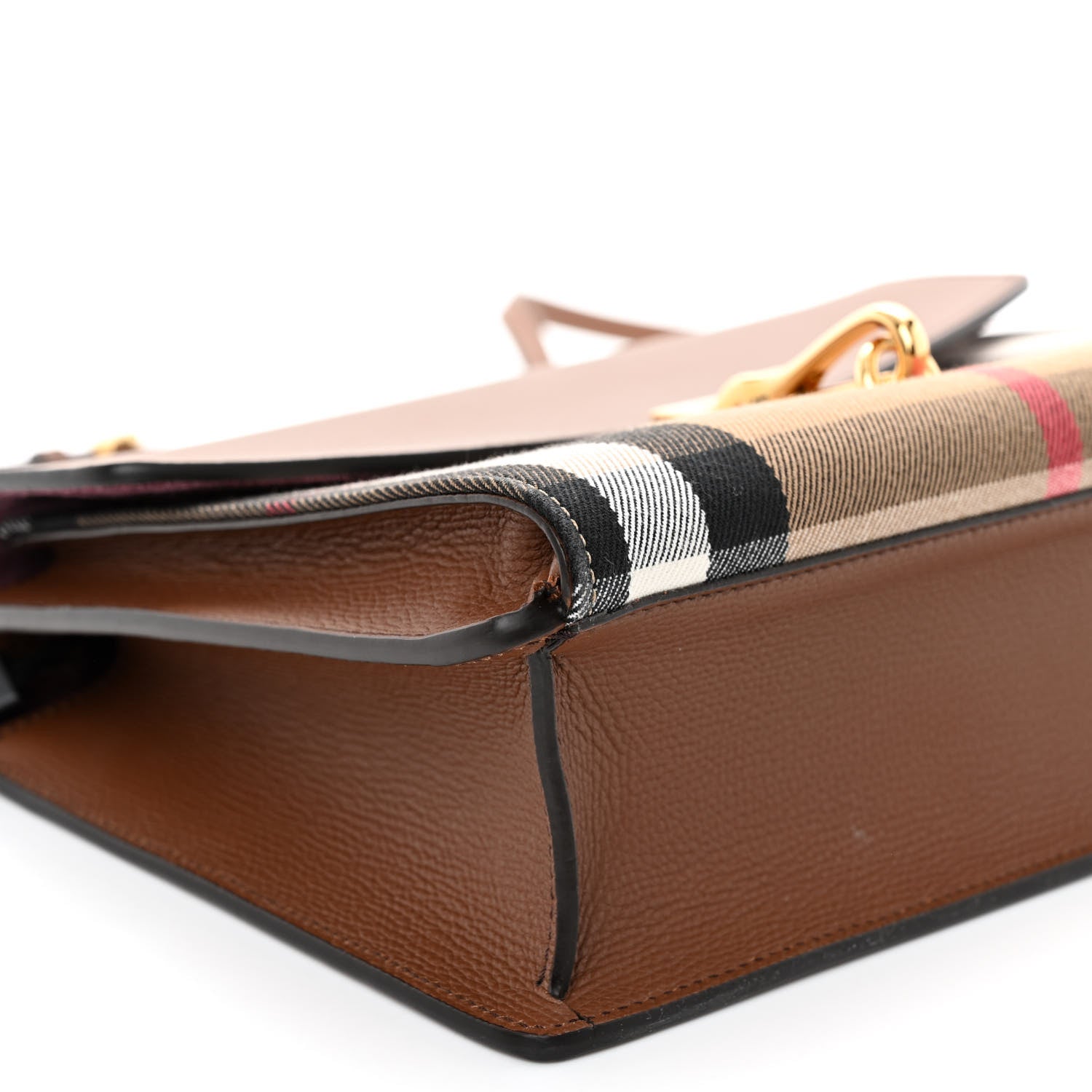 Burberry Derby Calfskin House Check Small Macken Crossbody Bag Tan 8 of 9