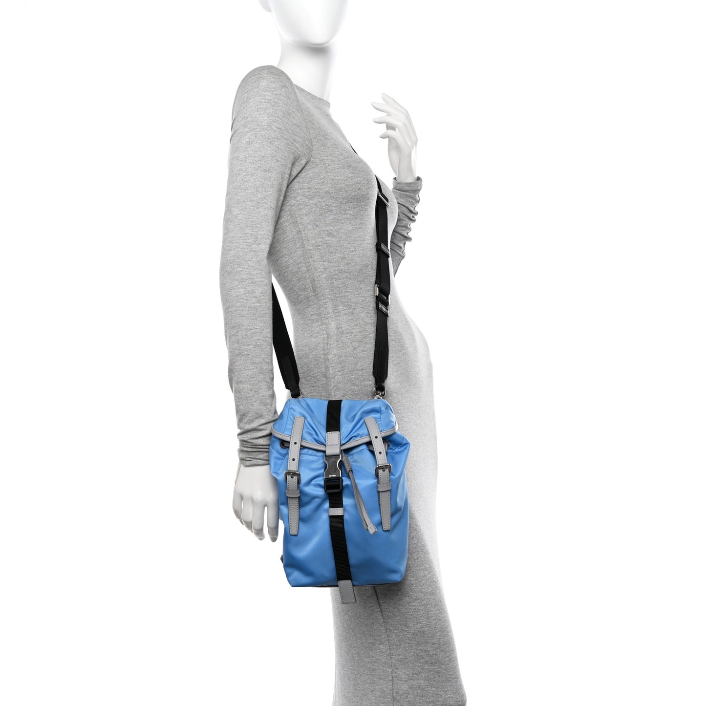 Tessuto Nylon Small Double Buckle Crossbody Pervinca