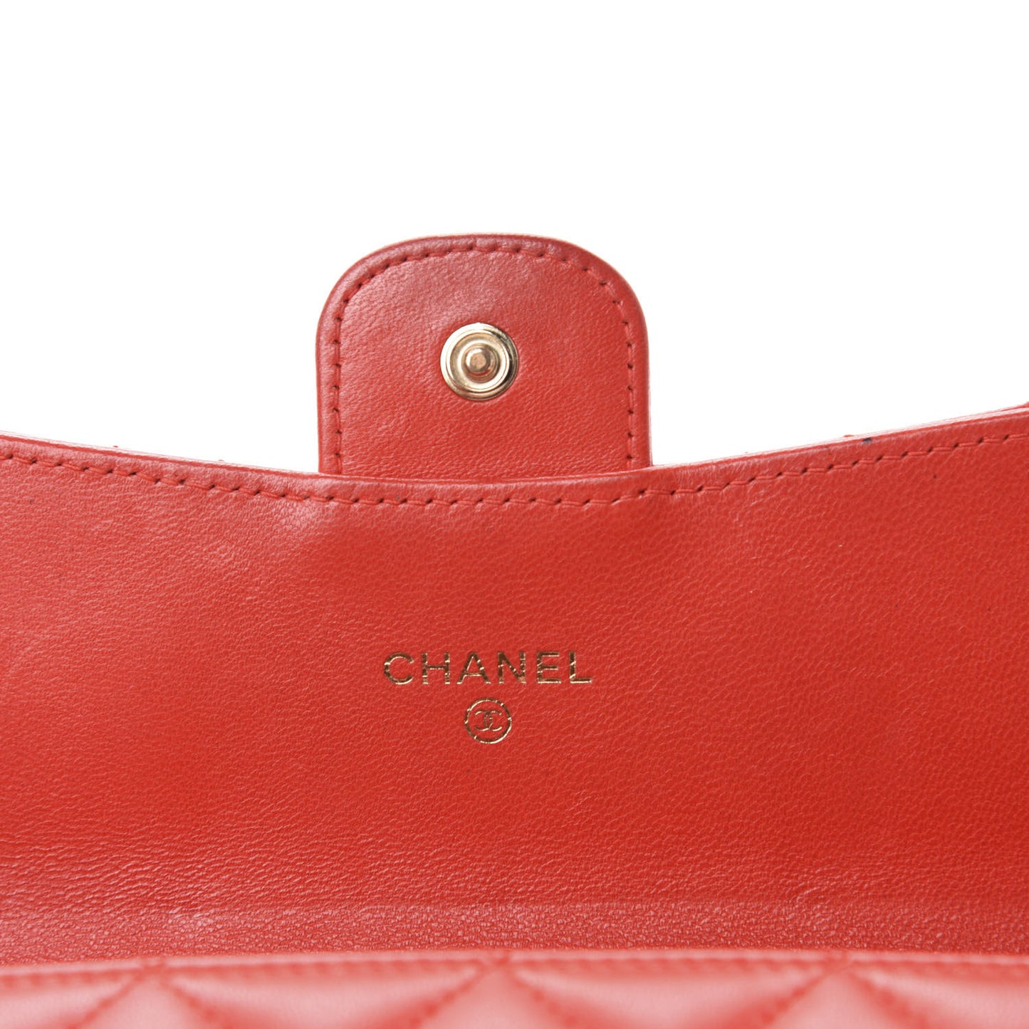 Lambskin Quilted Large Flap Wallet Red
