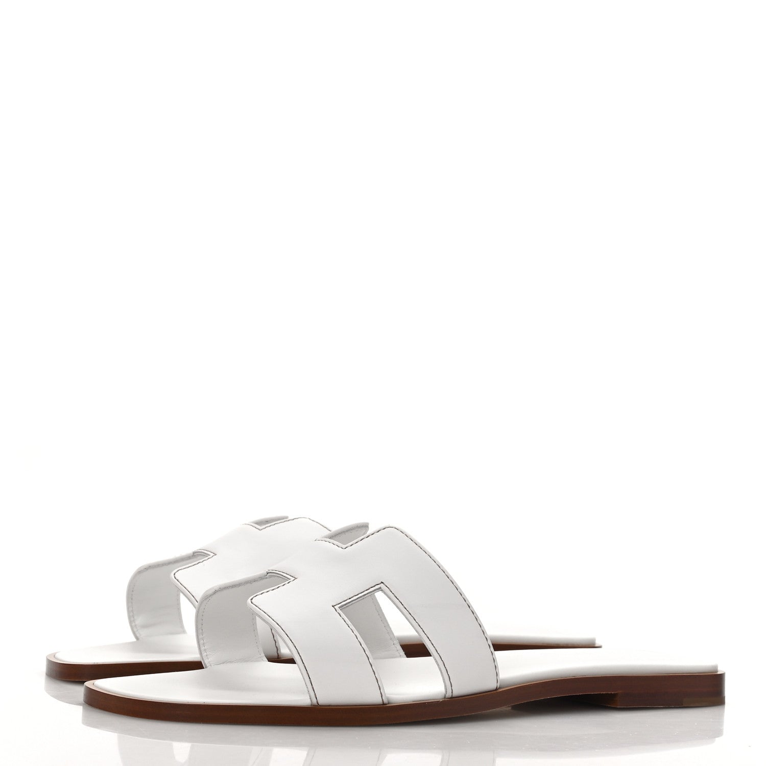 Hermes Box Calfskin Oran Sandals 39 White 3 of 8