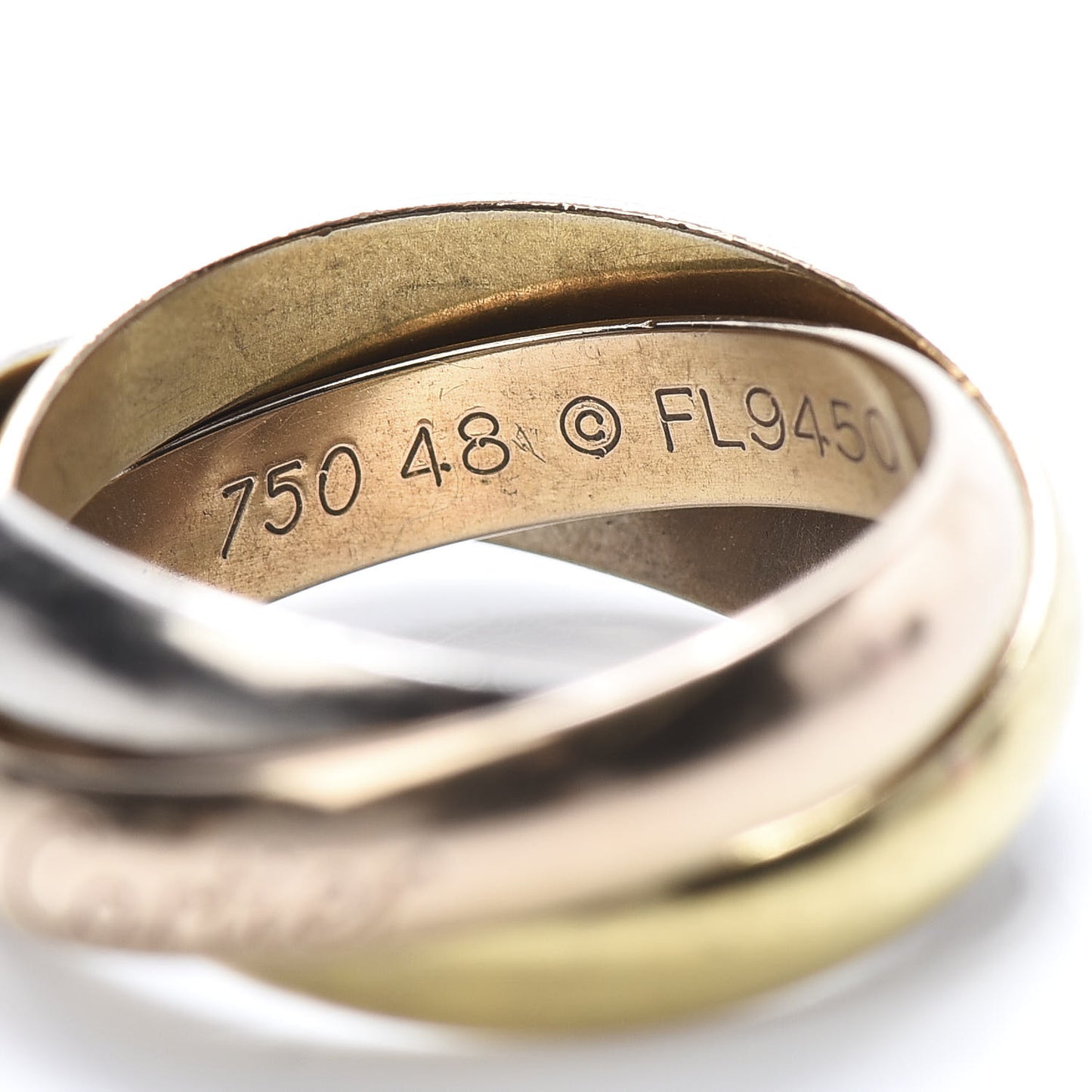 18K Pink Yellow White Gold Classic Trinity Ring 48 4.5