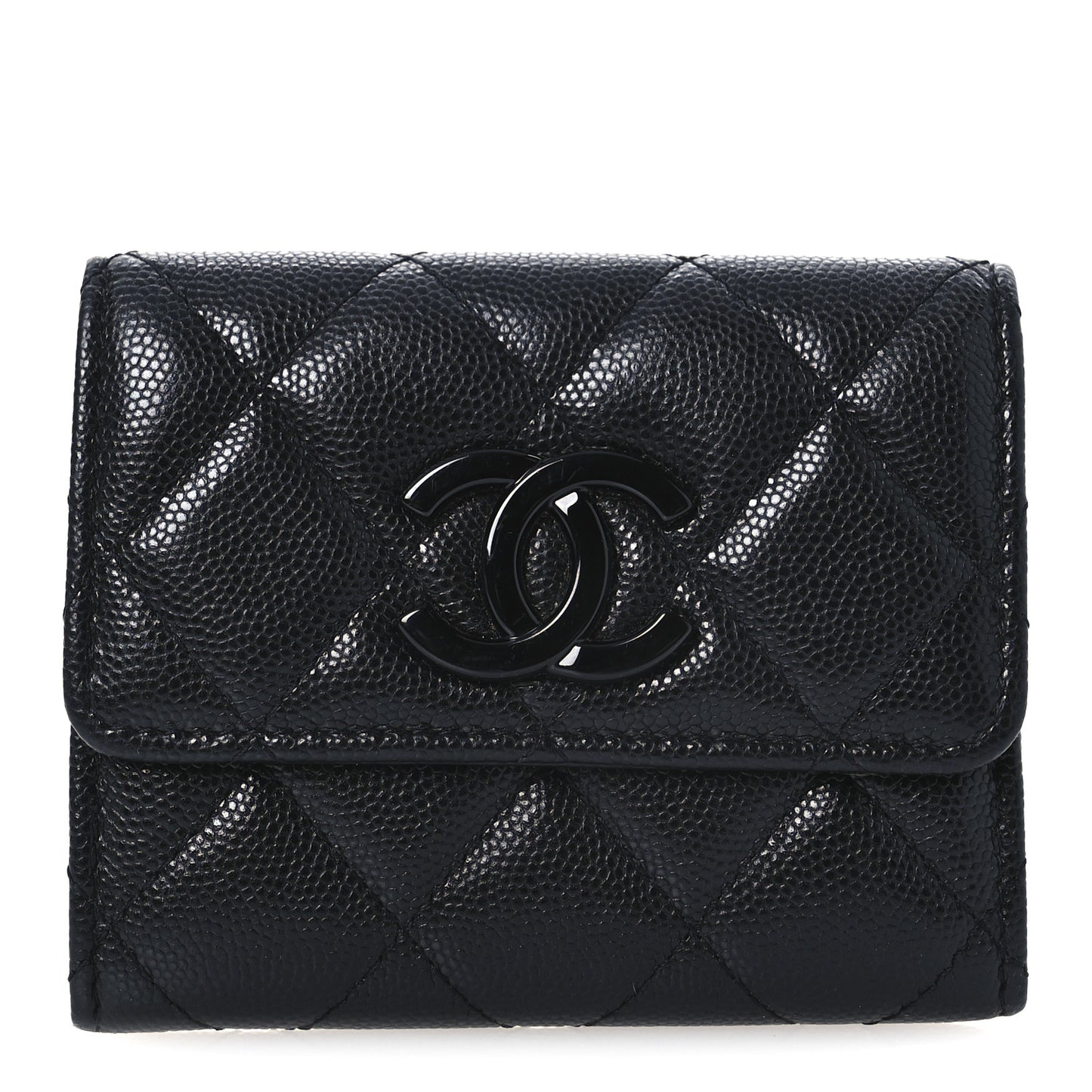 Caviar Quilted Flap Card Holder So Black