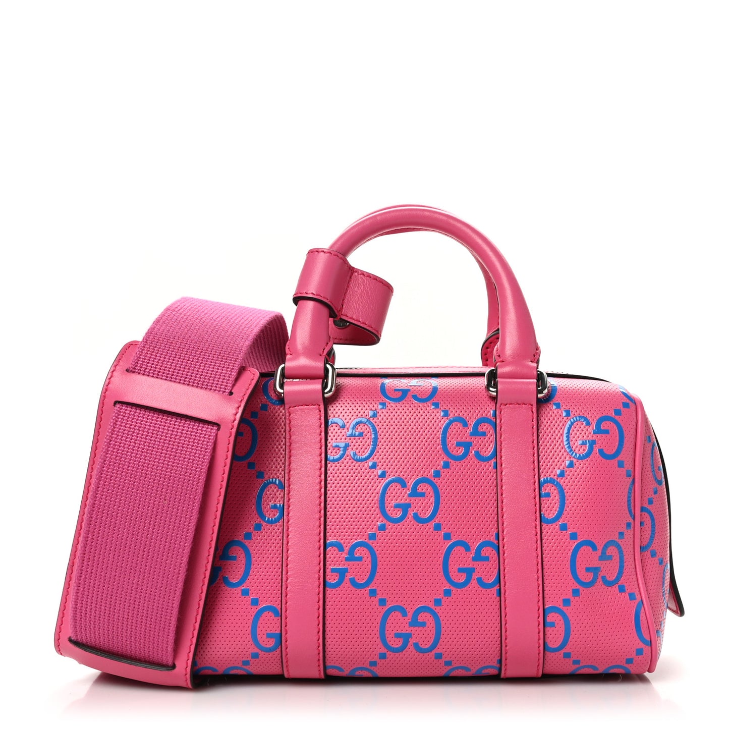 Calfskin GG Tennis Bi-Color Embossed Mini Duffle Bag Modern Fucsia Modern Blue