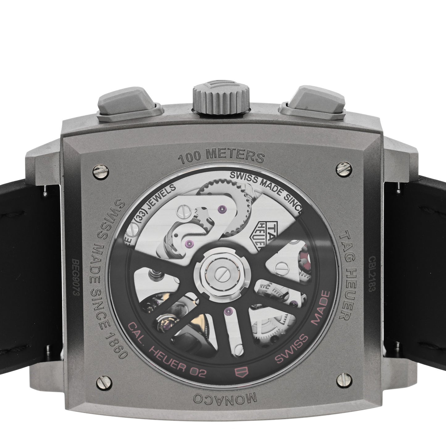 Titanium Rubber 39mm Monaco Automatic Watch Black CBL2183