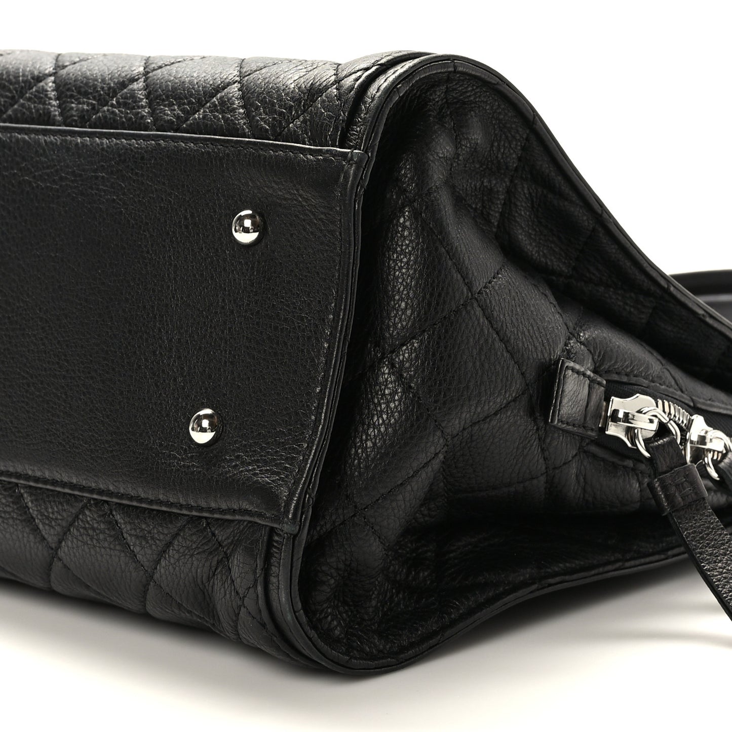 Calfskin Quilted Shopping Tote Black