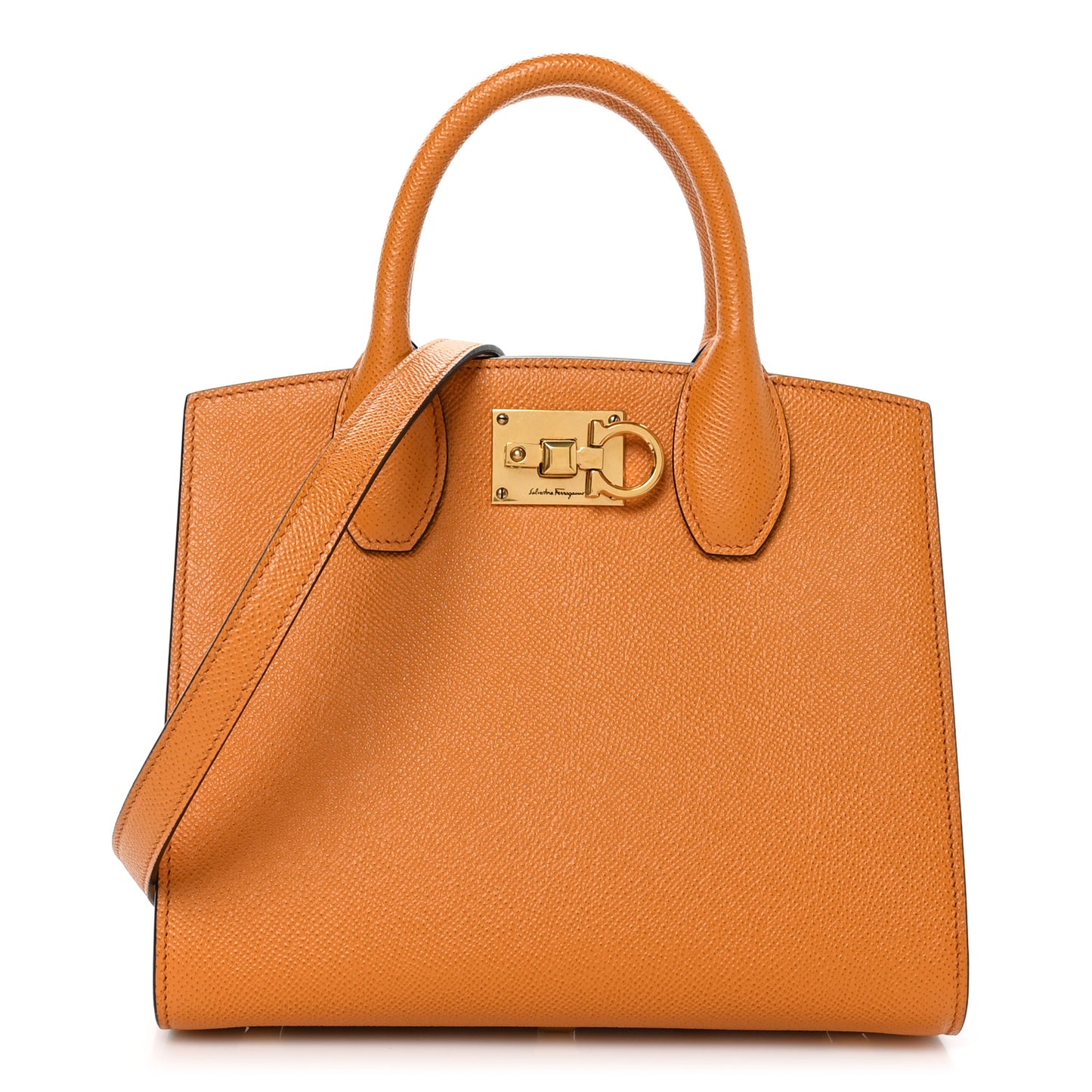Hammered Calfskin Small The Studio Box Bag Orange