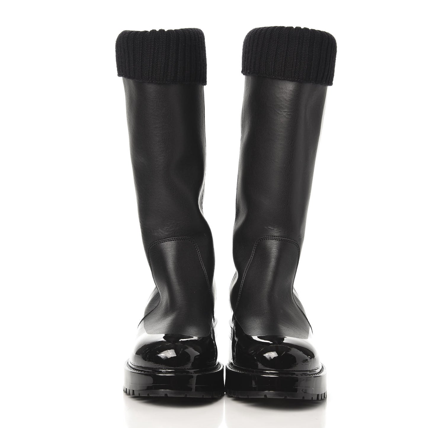 Shiny Rubber Calfskin Tall Boot 38 Black