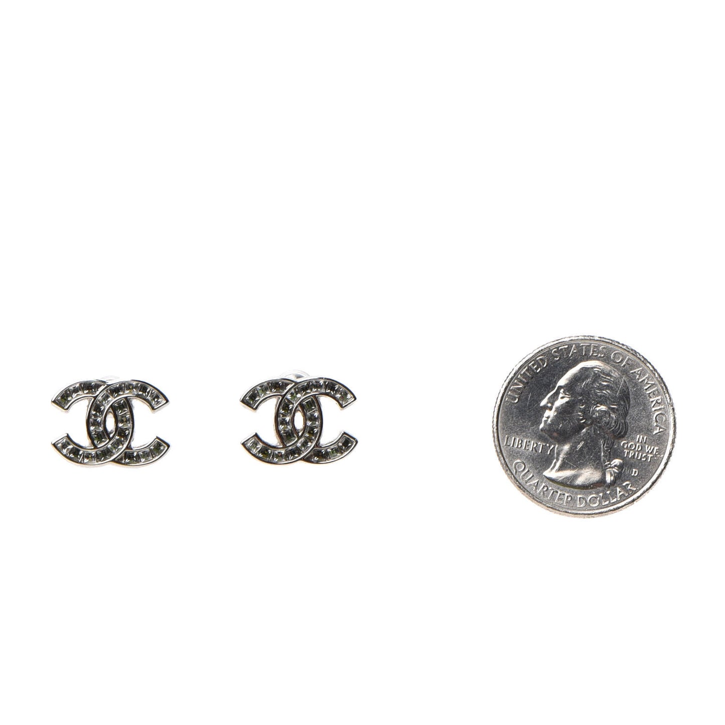 Baguette Crystal CC Earrings Silver Grey