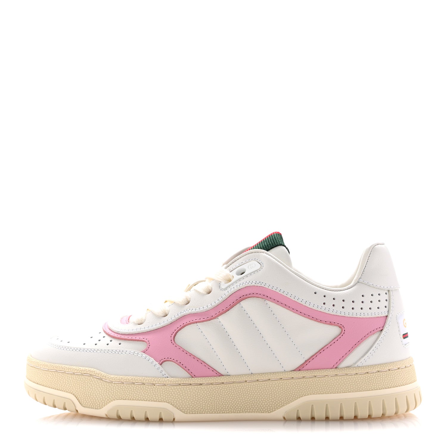 Gucci Calfskin Womens Re-Web Sneakers 35 White Pink 1655116