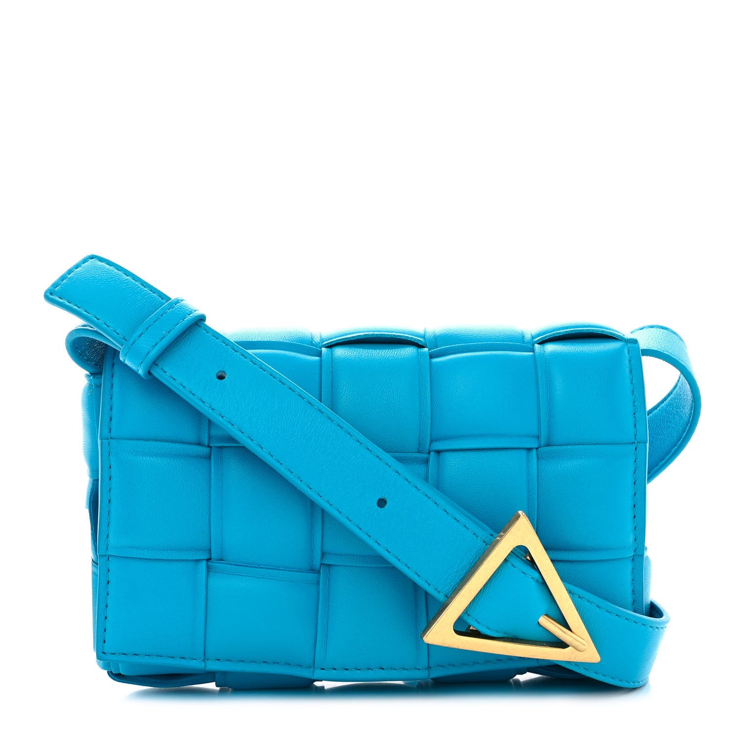 Nappa Maxi Intreccio Small Padded Cassette Crossbody Bag Pool