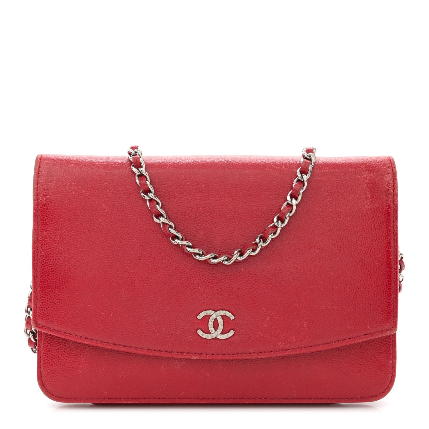 Chanel Caviar Sevruga Wallet on Chain WOC Red 1 of 16
