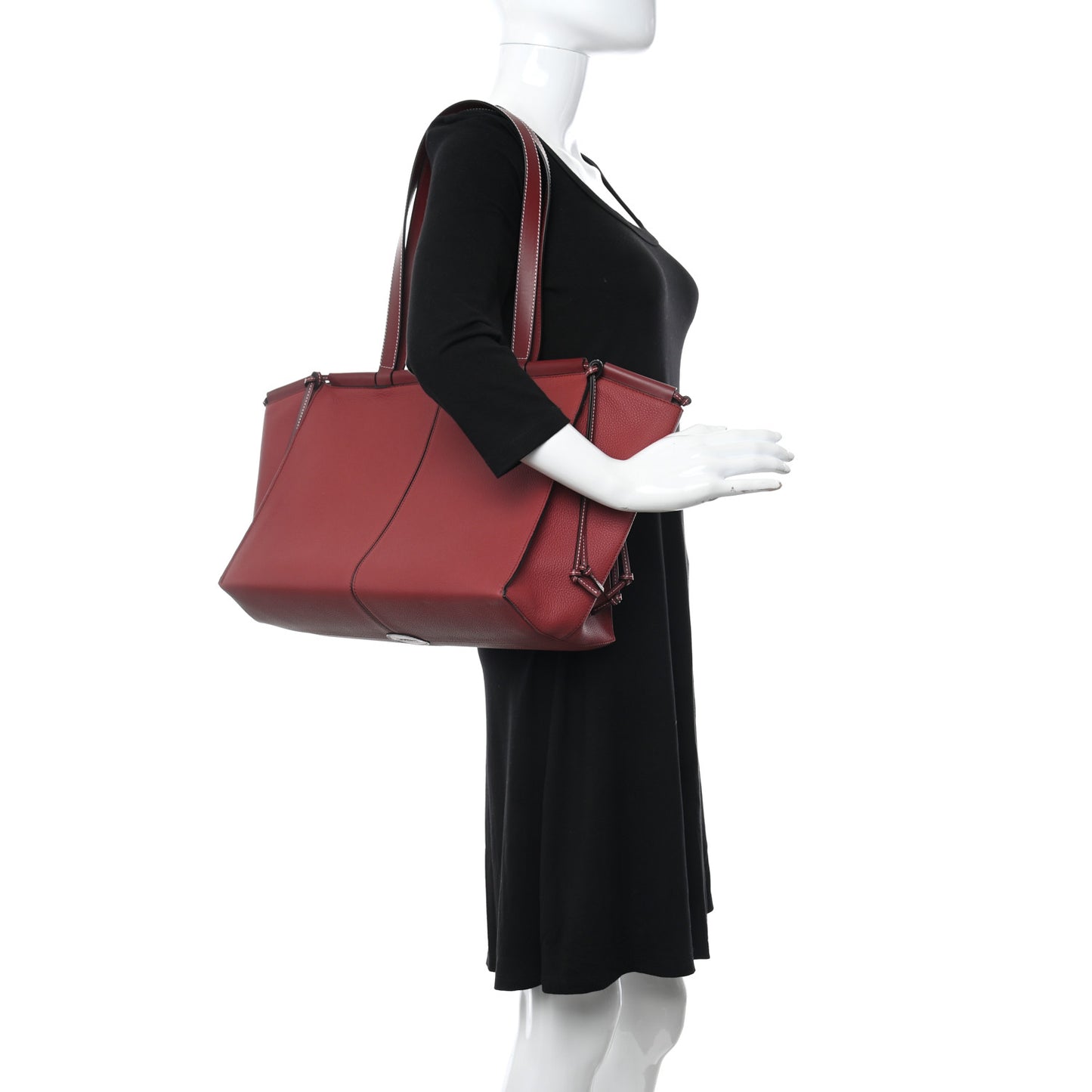 Soft Grained Calfskin Medium Cushion Tote Merlot