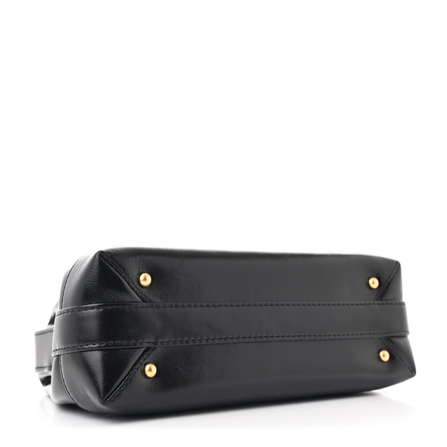 Shiny Lambskin Quilted Small Cocodoc Top Handle Bag Black