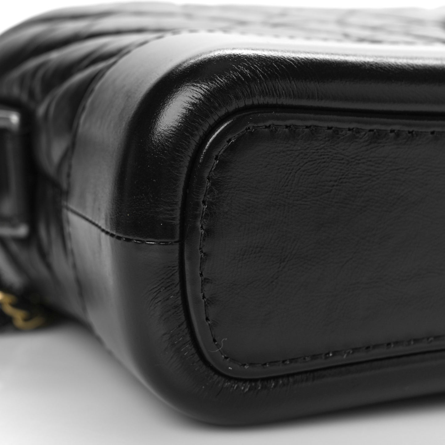 Aged Calfskin Chevron Quilted Small Gabrielle Hobo Black