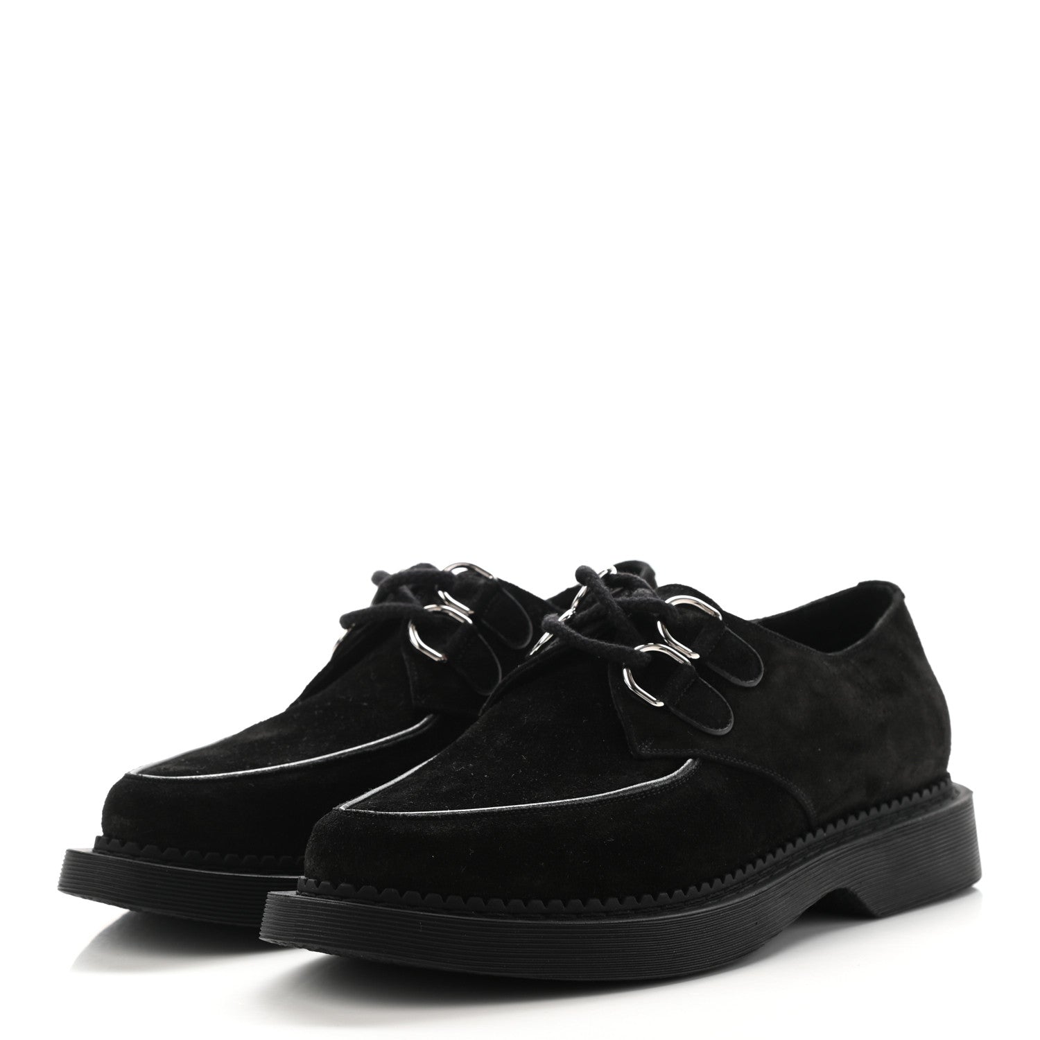 Saint Laurent Suede Cashmere Teddy 10 Lace Up Loafer 39 Black 3 of 8