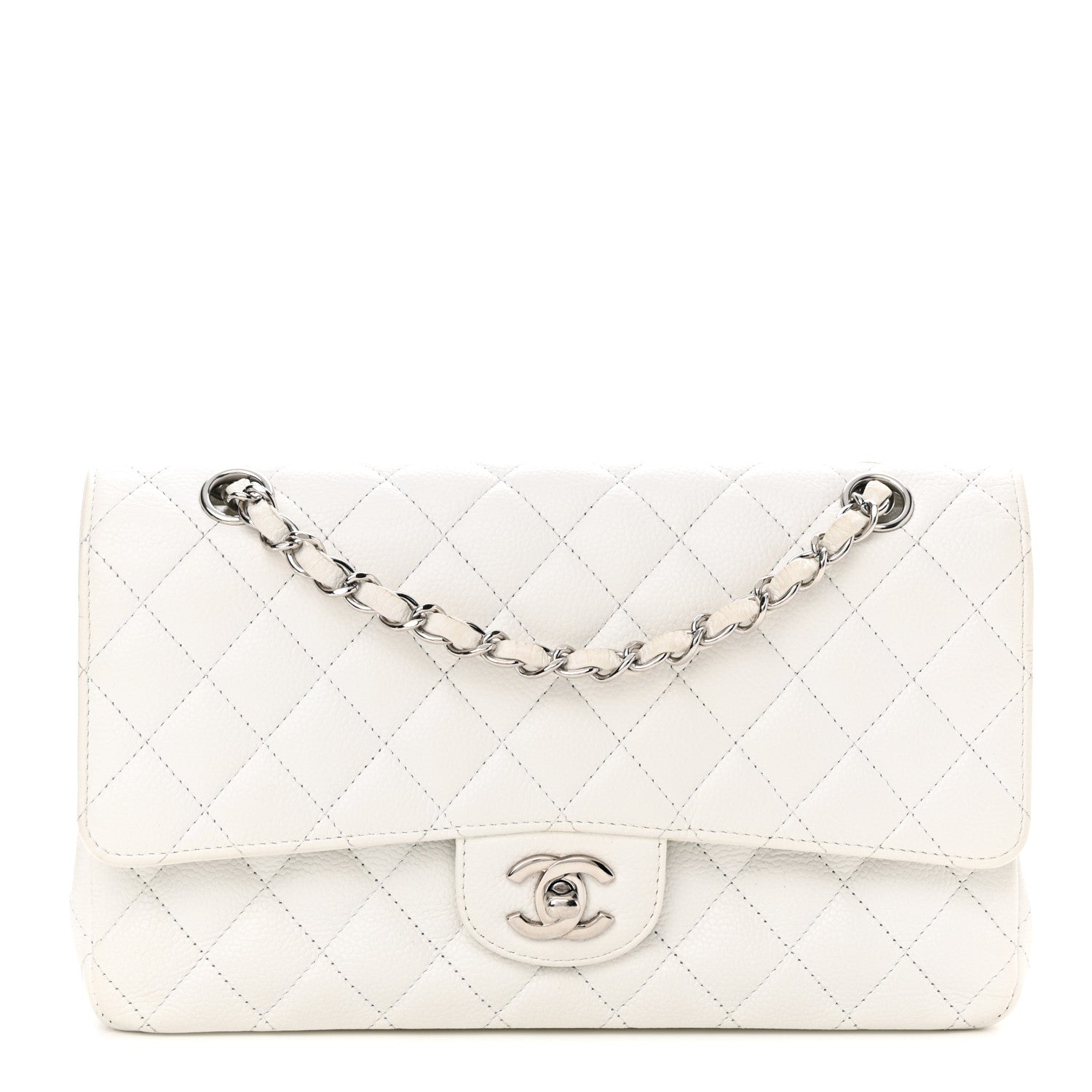 Chanel Caviar Quilted Medium Double Flap White 1 of 26