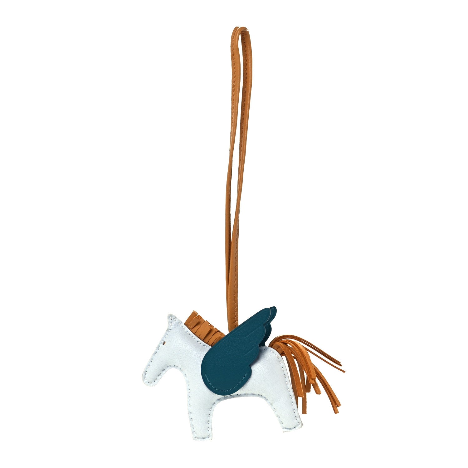 Hermes Milo Lambskin Grigri Rodeo Pegase Horse Bag Charm PM Bleu Brume Sesame Vert Bosphore 1 of 5